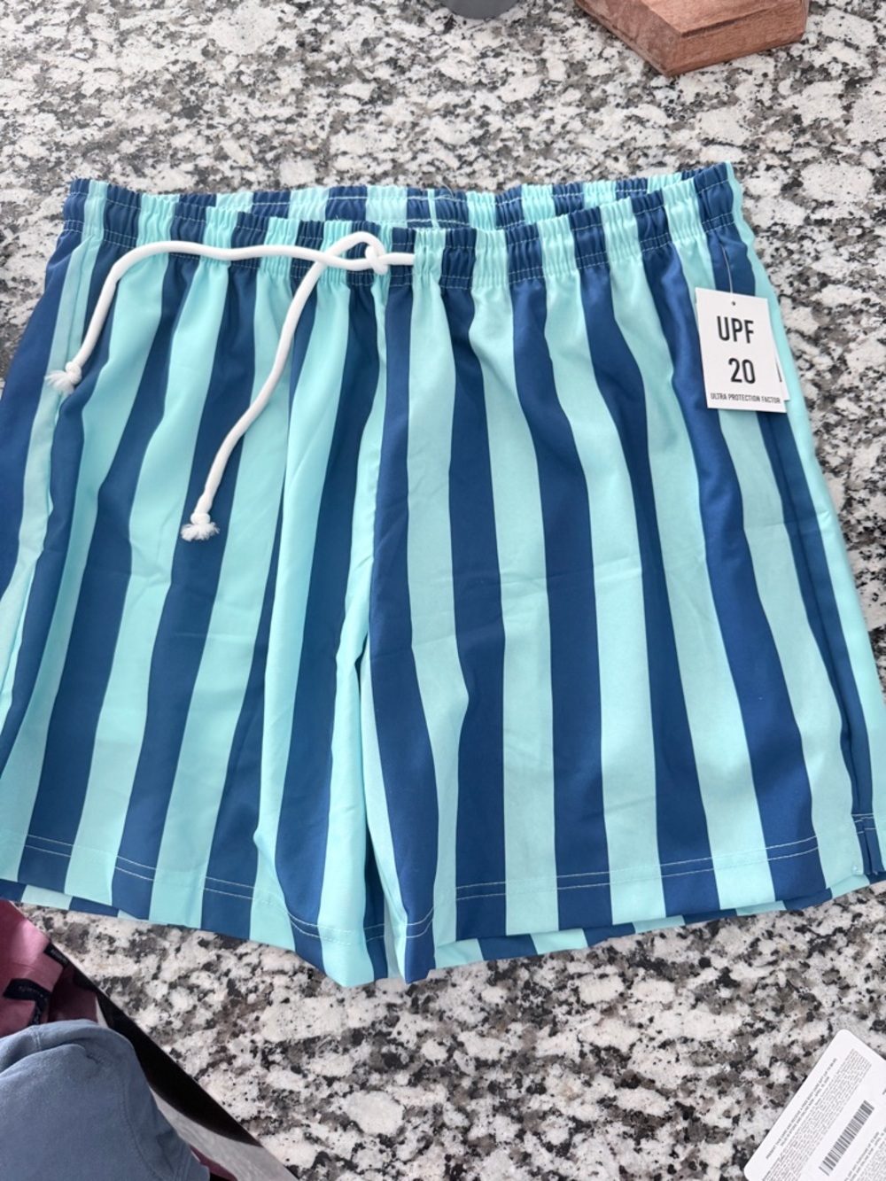 Men's Striped Swim Shorts - Blue/Aqua
